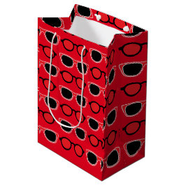 Black Red Sunglasses Pattern Mittlere Geschenktüte