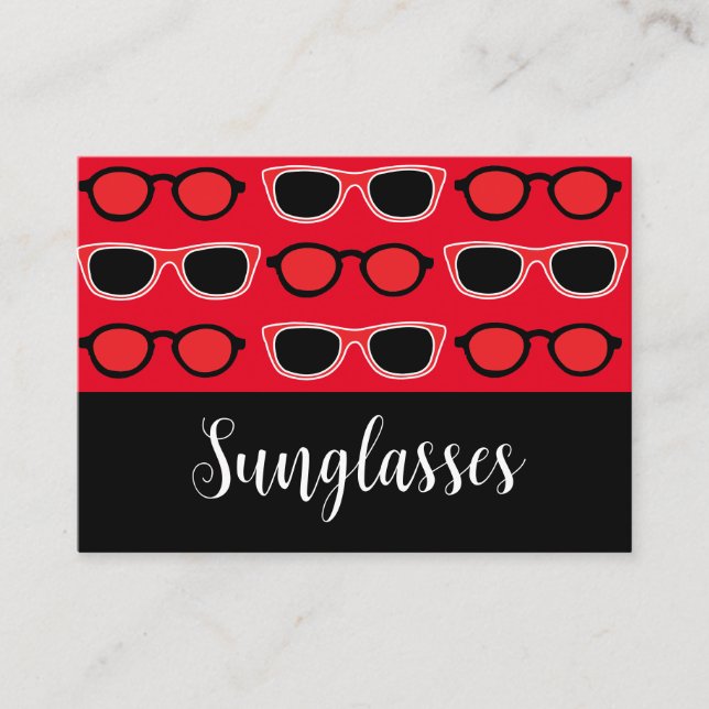 Black Red Sunglasses Pattern Visitenkarte (Vorderseite)
