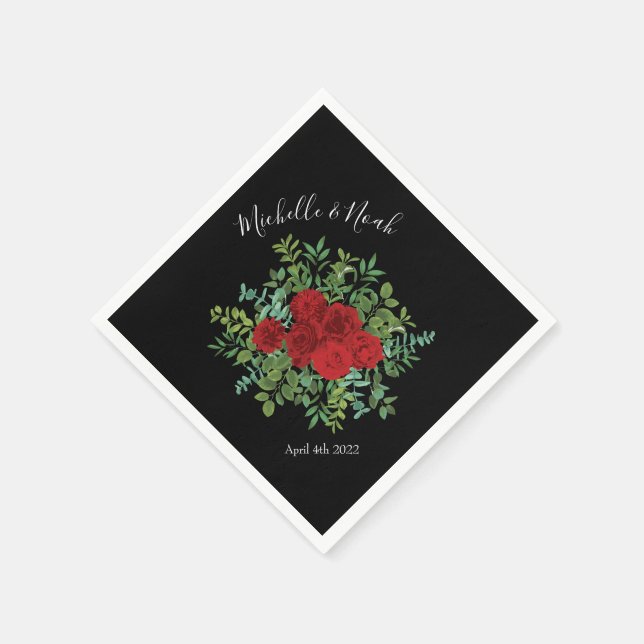 Black Red Wedding Gothic Rose Serviette (Ecke)