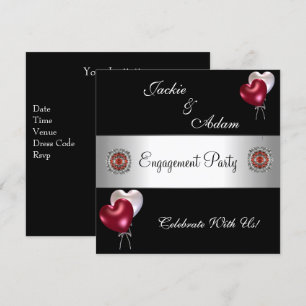 Black Red White Balloons der Engagement Party Einladung