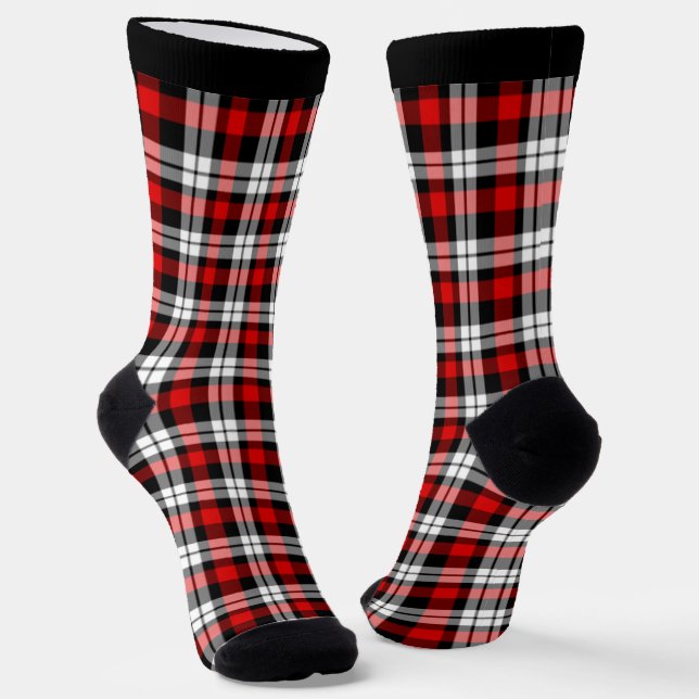 Black Red White Buffalo Lumberjack Karierte Karos Socken (Gewinkelt)