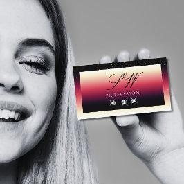 Black Red White Gradient Sparkle Diamonds Initiale Visitenkarte