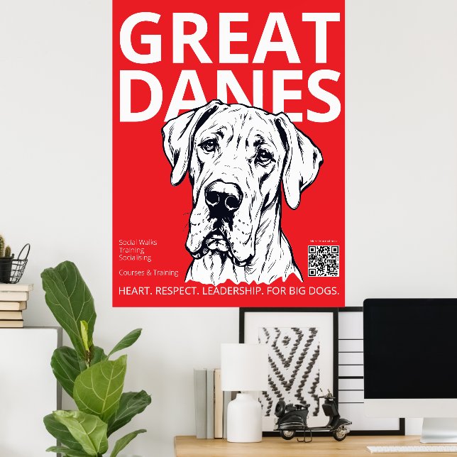 Black Red White Great Dane Trainer  Poster (Heimbüro)