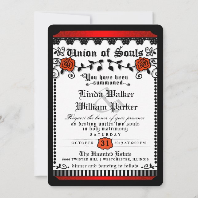 Black Red White Union of Souls Faire-part de maria (Dos)