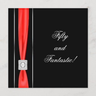 Black Red Womans Classy 50. Geburtstagsparty Einladung