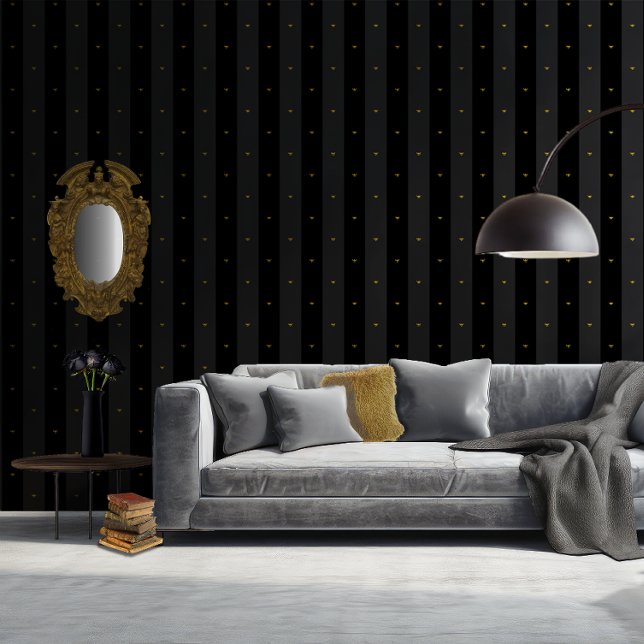 Black Regency Gold Napoleonic Bee Six Inch Stripe Tapete (Von Creator hochgeladen)