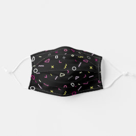 Black Retro 80er Memphis Shapes Mund-Nasen-Maske Aus Stoff