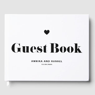 Black Retro Bold Typografy Foto Wedding Gästebuch