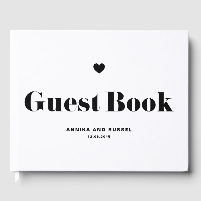 Black Retro Bold Typografy Foto Wedding Gästebuch (Vorderseite)