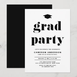 Black Retro Bold Typografy Graduation Party Einladung