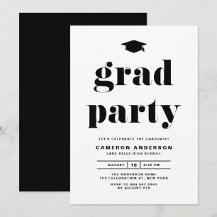 Black Retro Bold Typografy Graduation Party Einladung