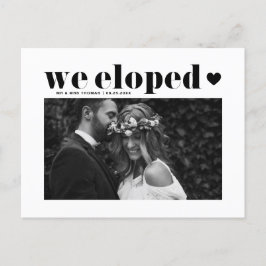Black Retro Bold Typografy Wedding Elopement Postkarte