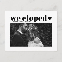 Black Retro Bold Typografy Wedding Elopement Postkarte