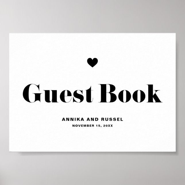 Black Retro Bold Typografy Wedding Guest Book Poster (Vorne)