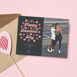 Black Retro Happy Galentine's Day Bestfriend Foto Postkarte