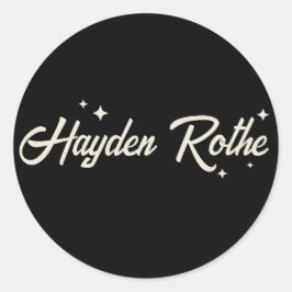 Black Retro Typografy Stars Runder Aufkleber
