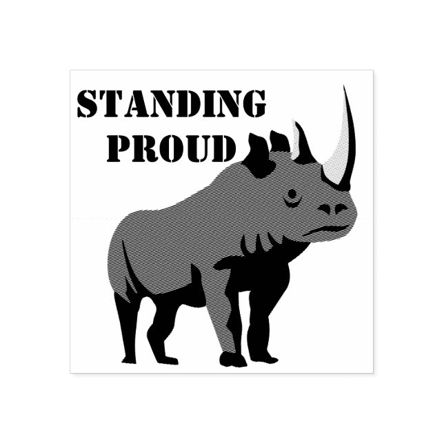 Black Rhino Stehend Proud Gummistempel (Prägung)