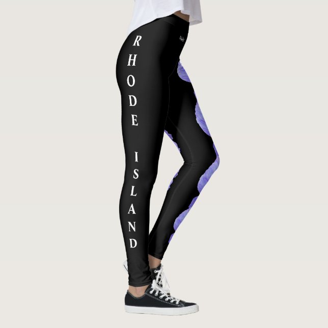 Black Rhode Island Violet State Flower Leggings (Droite)
