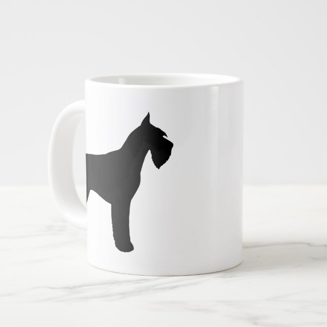 Black Riant Schnauzer Dog Silhouetten Jumbo-Tasse (Vorderseite Links)