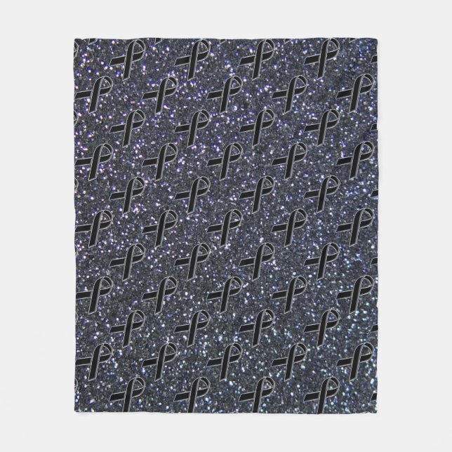 Black Ribbon Awareness Midnight Blue Fleecedecke (Vorderseite)