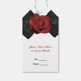 Black Ribbon Bow & Rote Rose Elegante Custom Gevor Geschenkanhänger