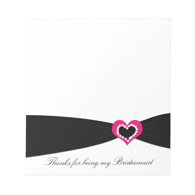 Black Ribbon Bridesmaid Vielen Dank Notepad Notizblock (Vorderseite)