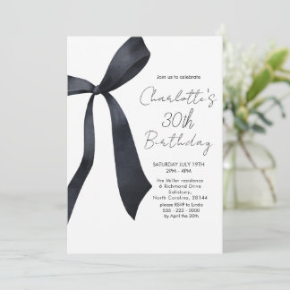 Black Ribbon Elegant 30. Geburtstag Einladung