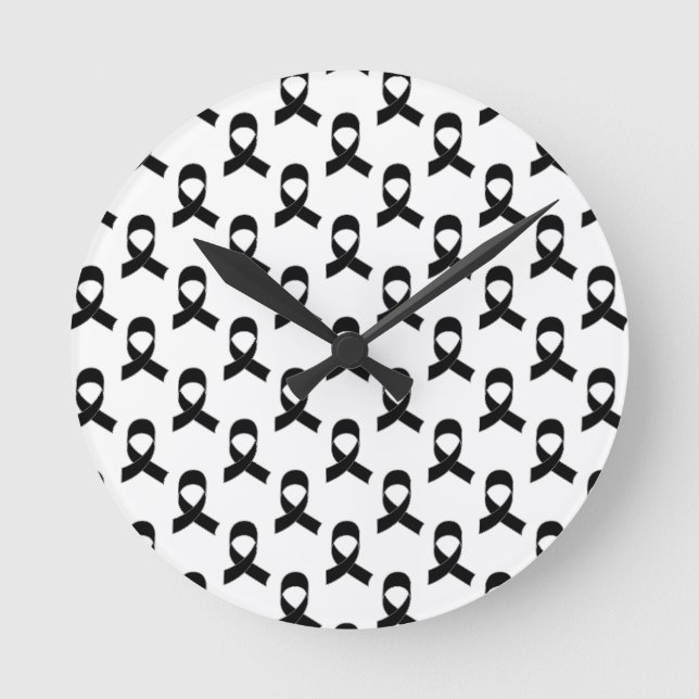 Black Ribbon Pattern Runde Wanduhr (Vorderseite)