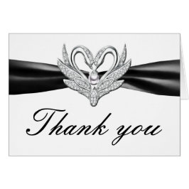 Black Ribbon Silver Swans Danke Karte