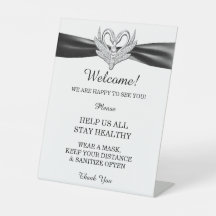 Black Ribbon Silver Swans Hochzeitsicherheit