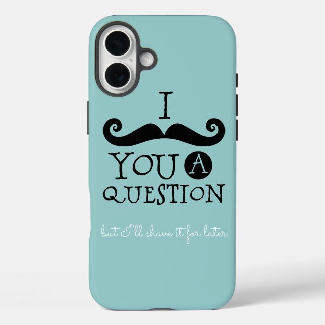 Black Robin Egg Blue Mustache Spaß iPhone 16 Plus Hülle (Rückseite)