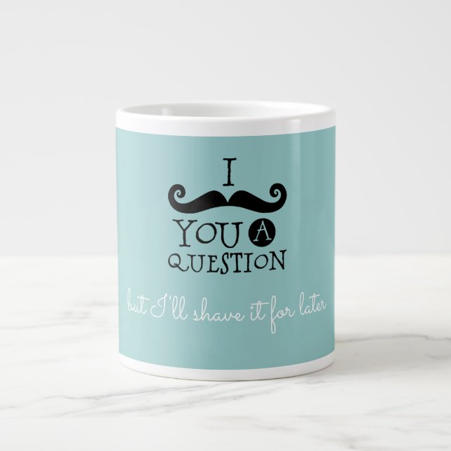 Black Robin Egg Blue Mustache Spaß Jumbo-Tasse (Vorderseite)
