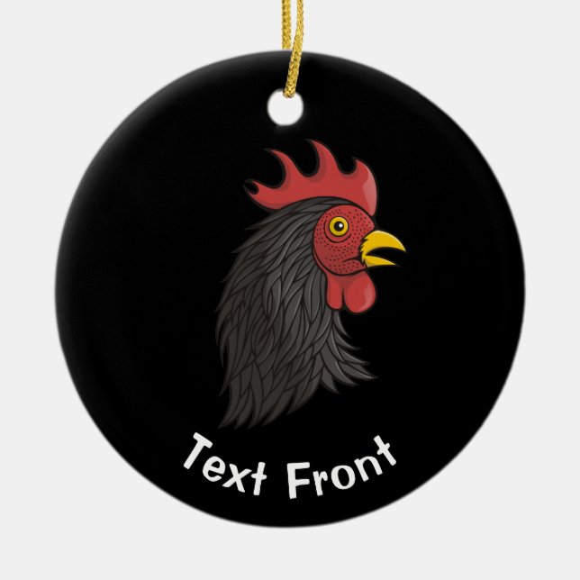 Black Rooster Keramik Ornament (Vorne)
