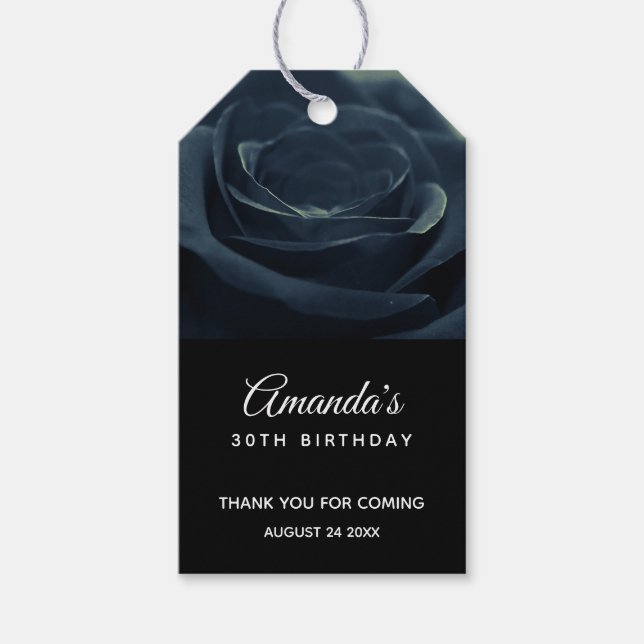 Black Rose Blume Dark Gothday Vielen Dank Geschenkanhänger (Vorderseite)