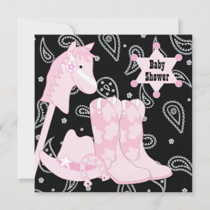 Black Rose Cowgirl Baby Shower Invitations