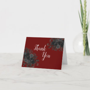 Black Rose Dark Gothic Graduation Party Maroon Dankeskarte