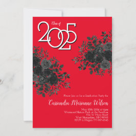 Black Rose Dark Gothic Graduation Party Red Einladung
