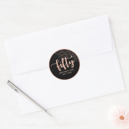 Black Rose Gold 50. Geburtstagsparty Gunst Sticker