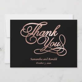 Black Rose Gold Calligraphy Formal Thank You Card Dankeskarte