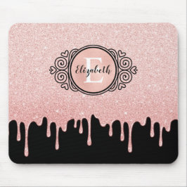 Black Rose Gold Drilling Glitzer Mousepad