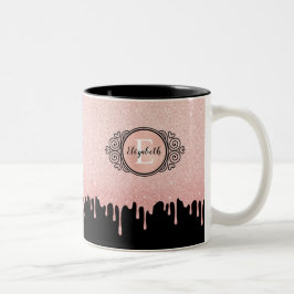 Black Rose Gold Drilling Glitzer Zweifarbige Tasse