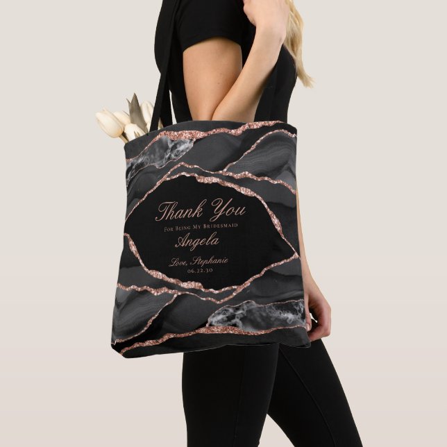 Black Rose Gold Foil Agate Wedding Vielen Dank Tasche (Von Nahem)