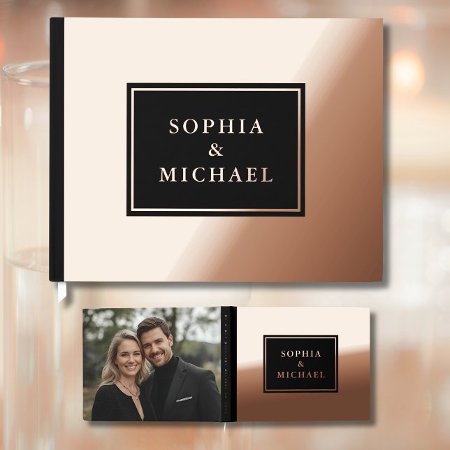 Black Rose Gold Foil Gästebuch Editable Elegante (Von Creator hochgeladen)