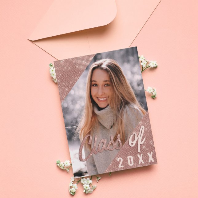 Black Rose Gold Glitter Border Photo Graduation Einladung (Von Creator hochgeladen)