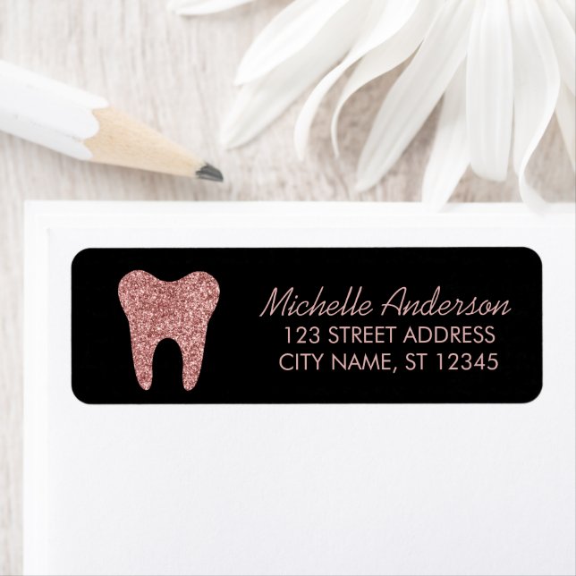 Black Rose Gold Glitter Dentist Return Address     (Insitu)