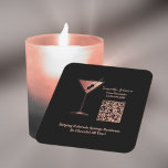 Black & Rose Gold Glitter Event Bartender Rechteckiger Pappuntersetzer<br><div class="desc">Flaunt and market your professional services with this rose gold glitter and black coaster. You can easily change all the info to your info by selecting the "personalize this template" on right hand side of page, and typing it in the template fields. If you'd like assistance doing so, or have...</div>