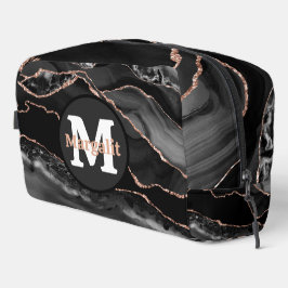 Black Rose Gold Glitzer Agate Dopp Kit Waschbeutel
