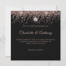 Black Rose Gold Glitzer Script