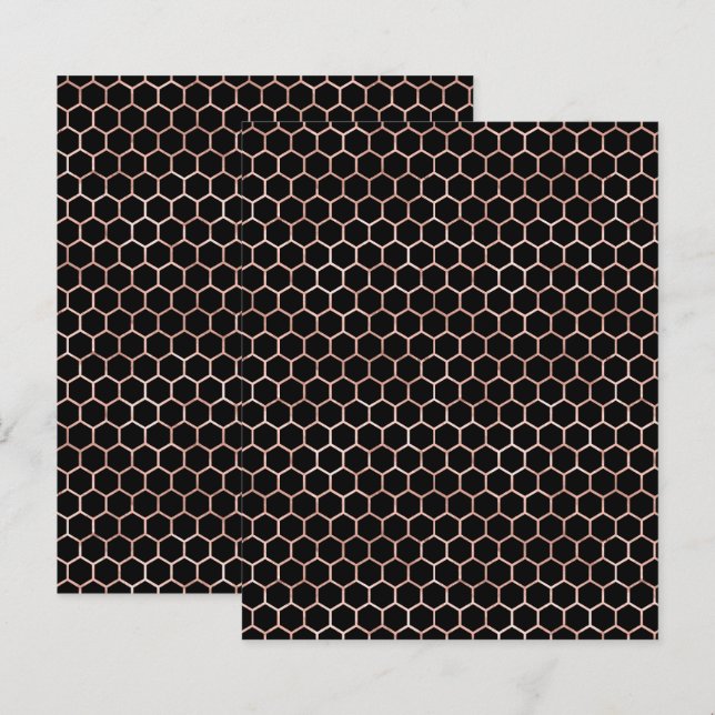 Black Rose Gold Honey Bee Motif papier à scandale (Devant / Derrière)