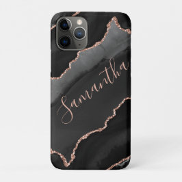 Black & Rose Gold Imitate Glitzer Agate Case-Mate iPhone Hülle